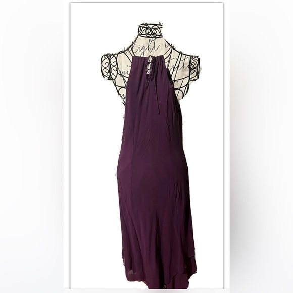Signature by Sangria 100% Silk Sz6 Dress Burgundy Pull On Sheer Lined Silhouette - Picture 5 of 10